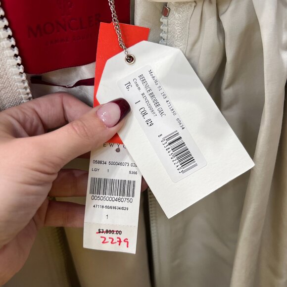 $3800 NWD Moncler Ivory Beaded Embellished Floral Full Zip Jacket size 1/S/M - Picture 13 of 15